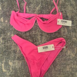 Frankie’s bikini Enzo and Tolly ribbed Pink Women's Bikini Set